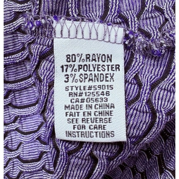 Habitat To Live In Top Medium Purple Textured 3/4 Slv Buttons Lagenlook Boho - Picture 7 of 9